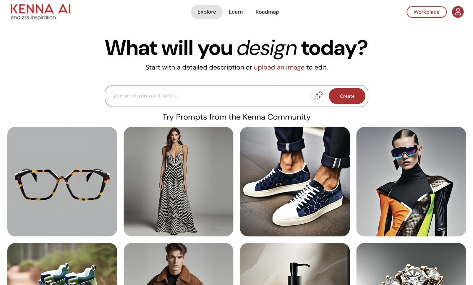 Kenna app home: What will you design today?