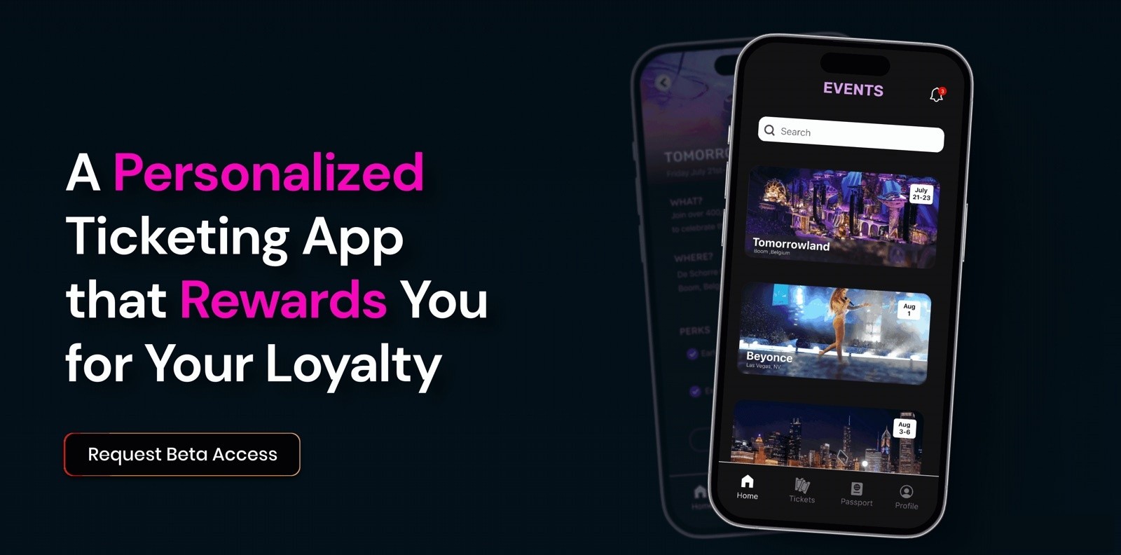 The MAP3 landing page: A personalized ticketing app that rewards you for your loyalty